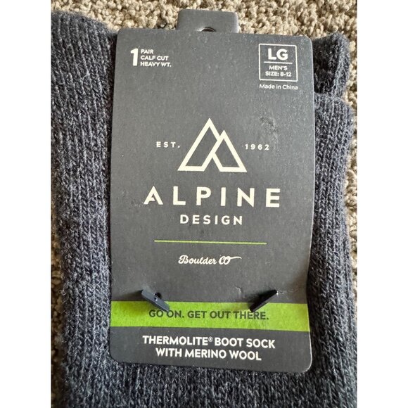 Alpine design Calf Cute Heavy Weight Large Men's 8-12 Boot Soxk Merino wool Gray - Picture 5 of 5
